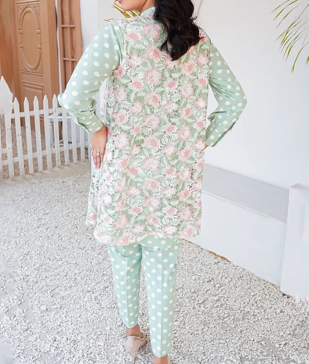 Mint Green Polka Dot with Floral Essential Pret by Winara
