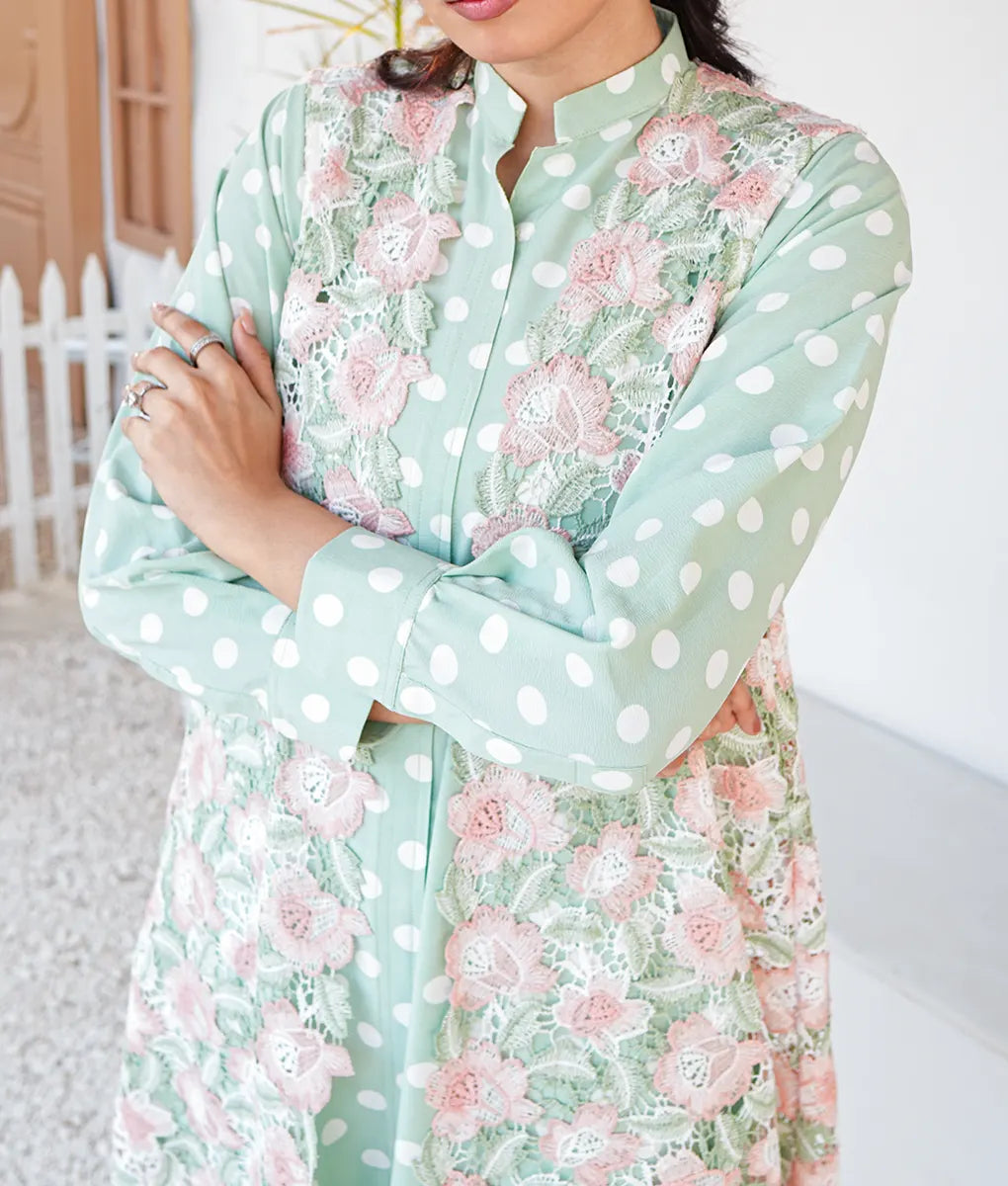 Mint Green Polka Dot with Floral Essential Pret by Winara