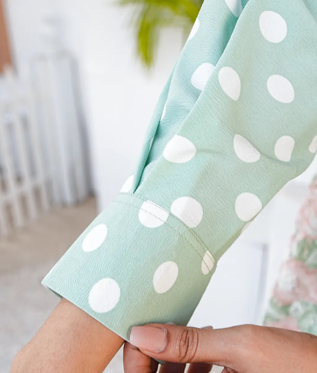 Mint Green Polka Dot with Floral Essential Pret by Winara