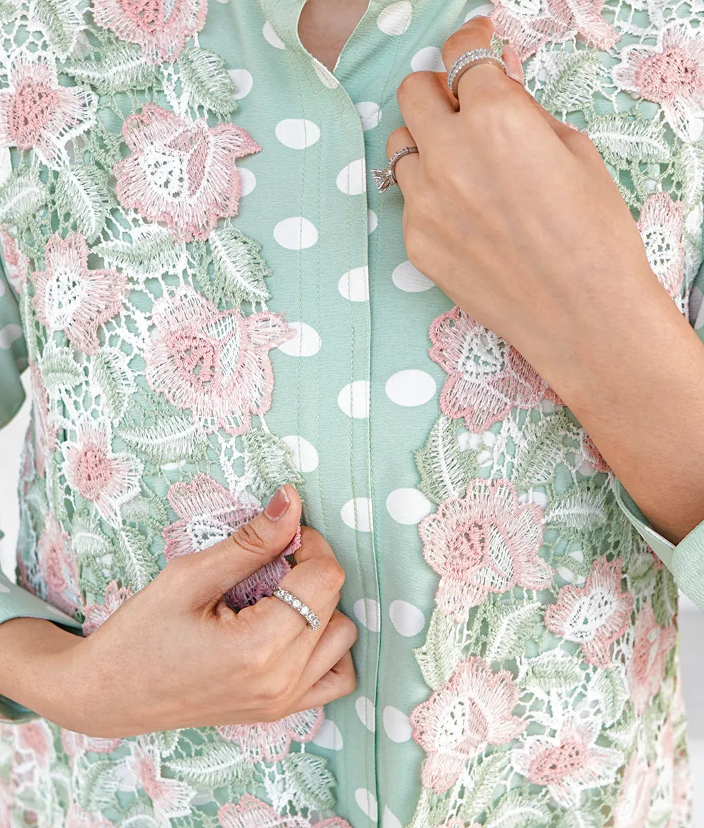 Mint Green Polka Dot with Floral Essential Pret by Winara