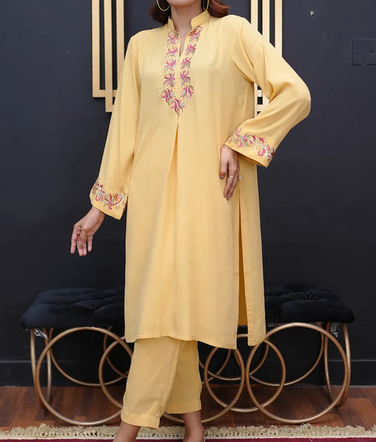 Mustard Yellow Embroidered Co-ord By Winara