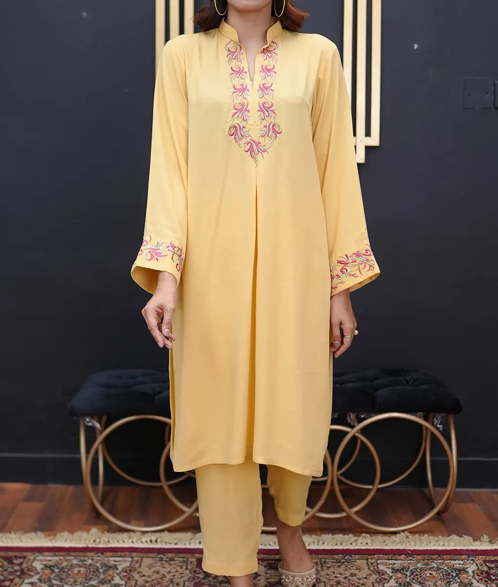 Mustard Yellow Embroidered Co-ord By Winara