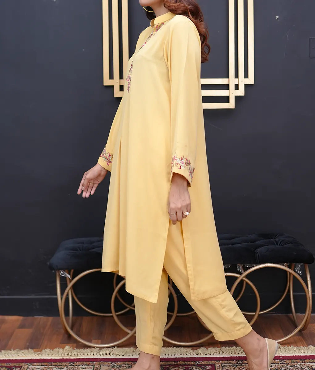 Mustard Yellow Embroidered Co-ord By Winara