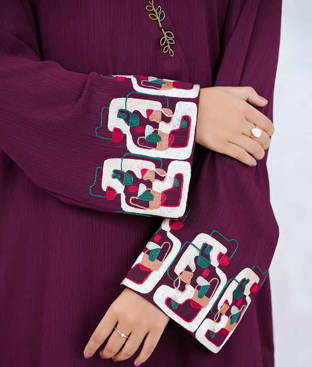 Embroidered Textured Double Georgette Co-Ord Set by Winara