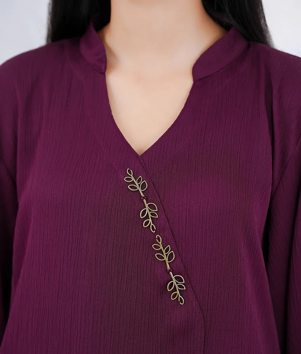 Embroidered Textured Double Georgette Co-Ord Set by Winara