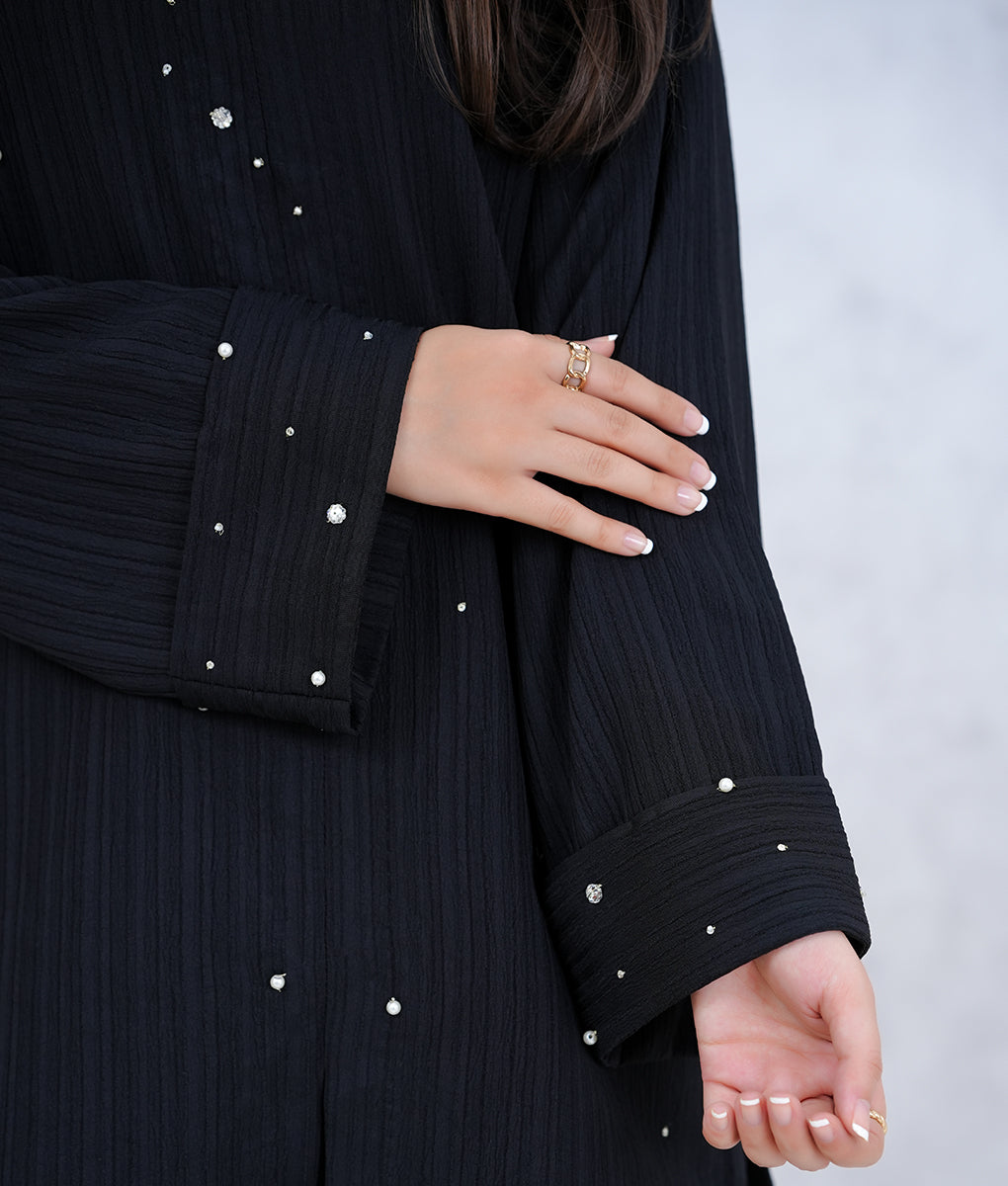 2 Piece Black Hand Embellished Co-Ord Set by Winara