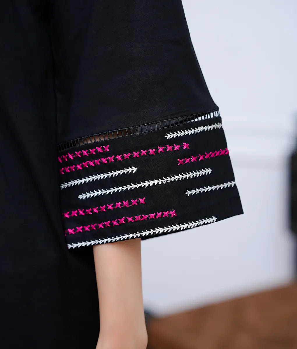 2 Piece Black & Off-White Textured Co-Ord Set by Winara