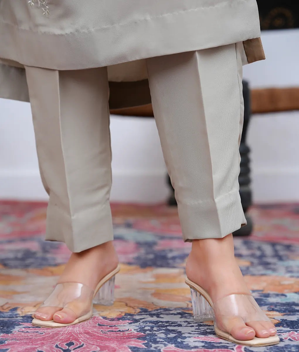 2-Piece Sand Brown Two-Tone Embroidered Georgette Suit by Winara