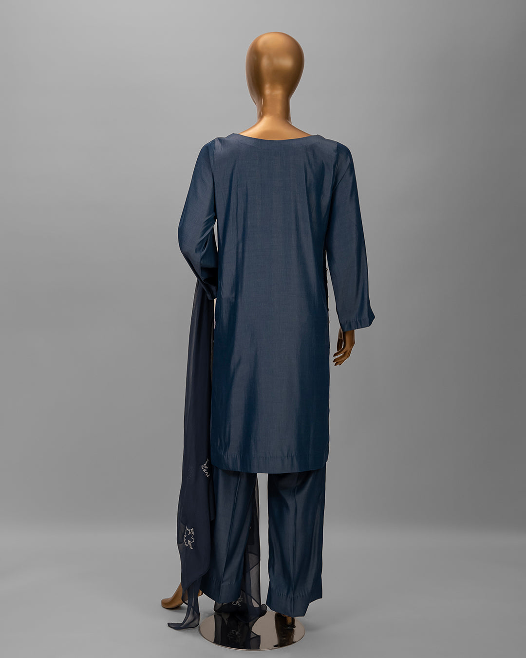 3 Piece Deep Blue Cotton Silk Suit by Winara
