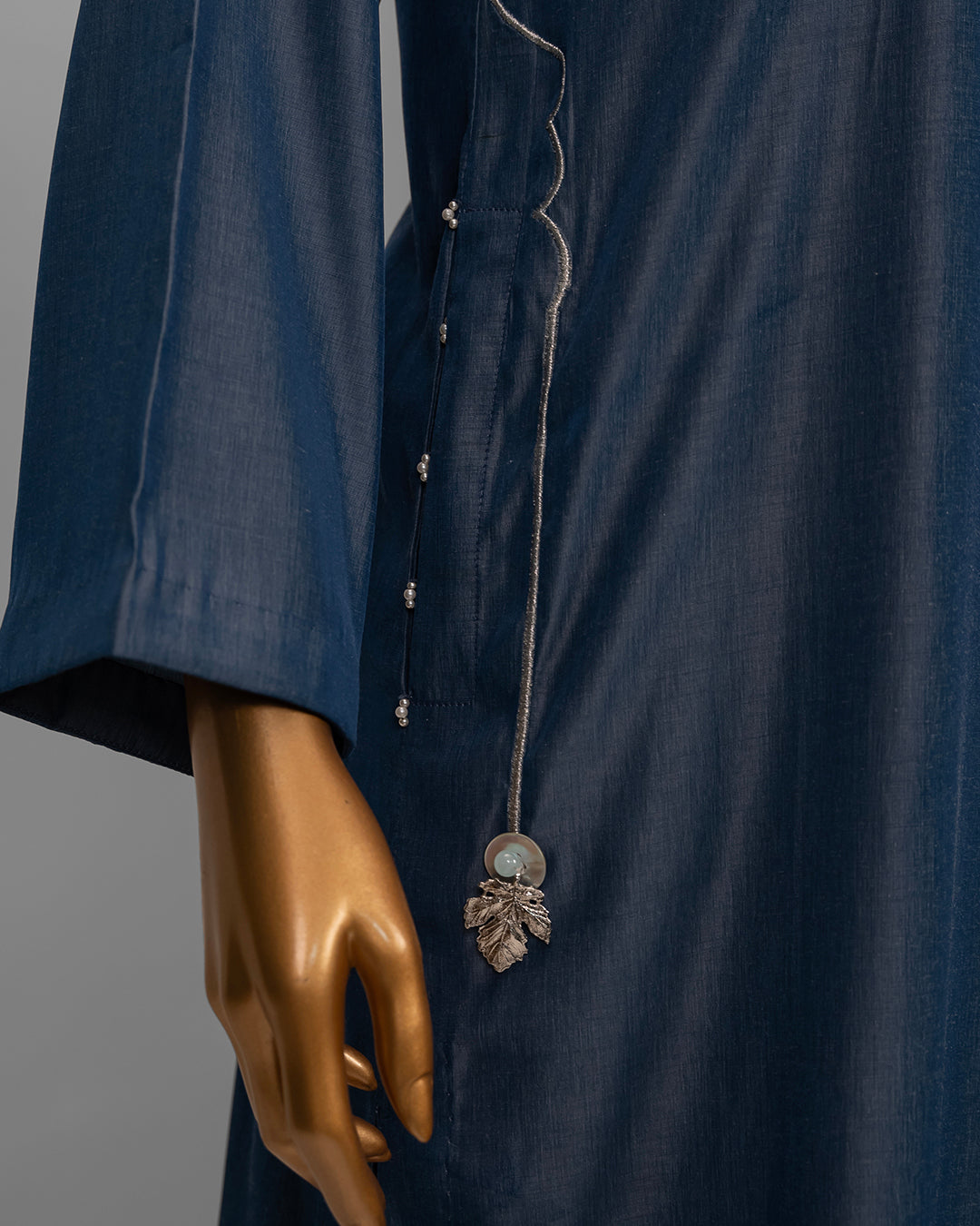 3 Piece Deep Blue Cotton Silk Suit by Winara