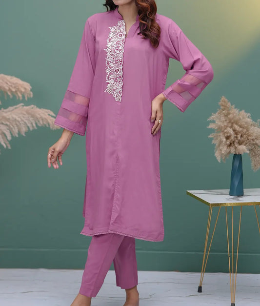 Pink Embroidered Co-ord Set By Winara
