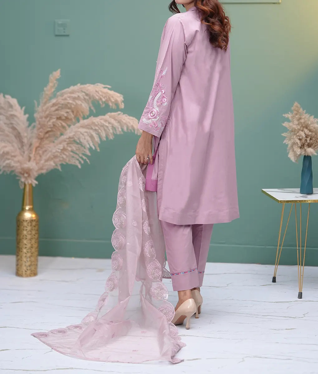 Pink Embroidered 3 Piece Co-ord By Winara