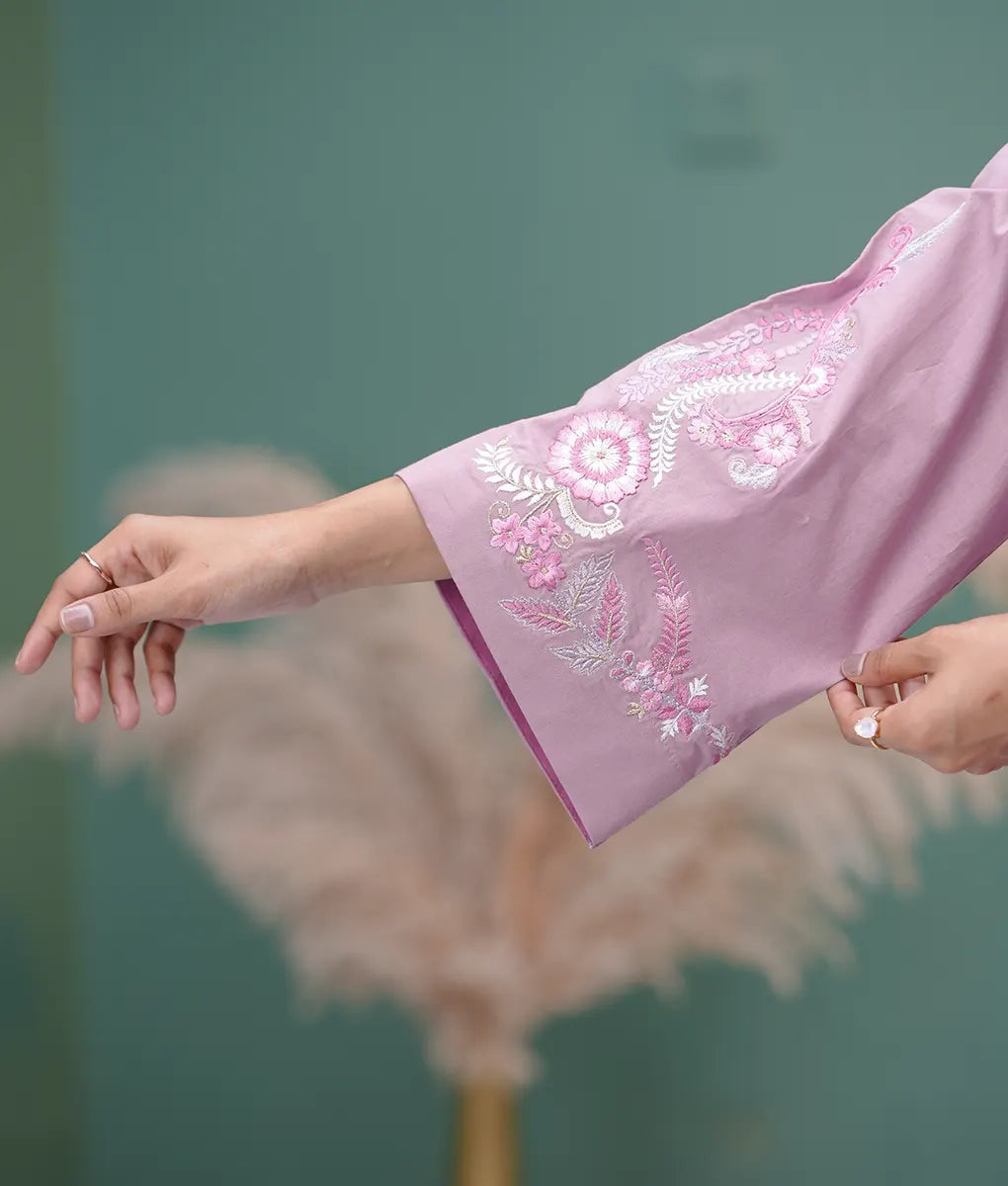 Pink Embroidered 3 Piece Co-ord By Winara