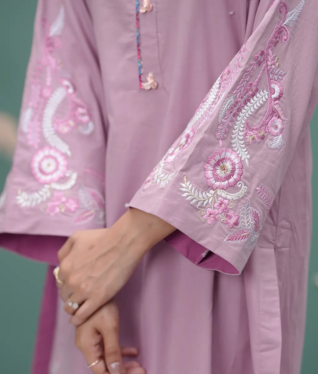 Pink Embroidered 3 Piece Co-ord By Winara