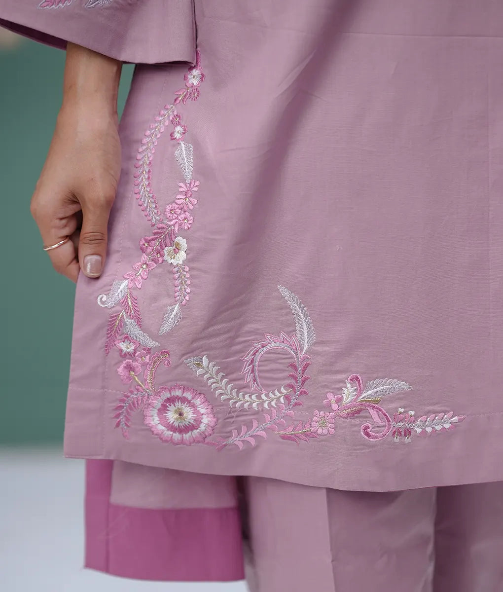 Pink Embroidered 3 Piece Co-ord By Winara