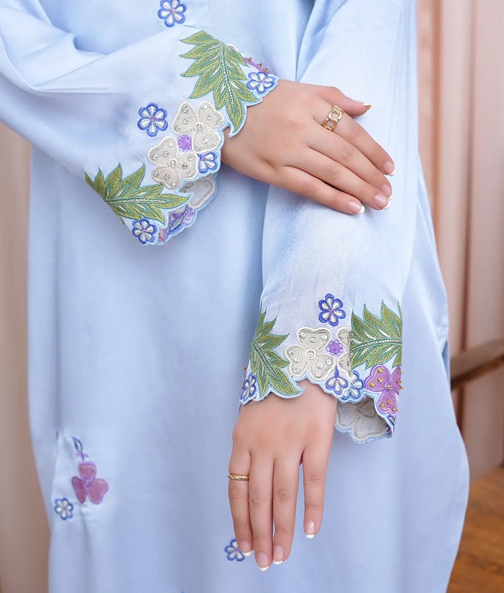 Powder Blue 2-Piece Embroidered Set by Winara