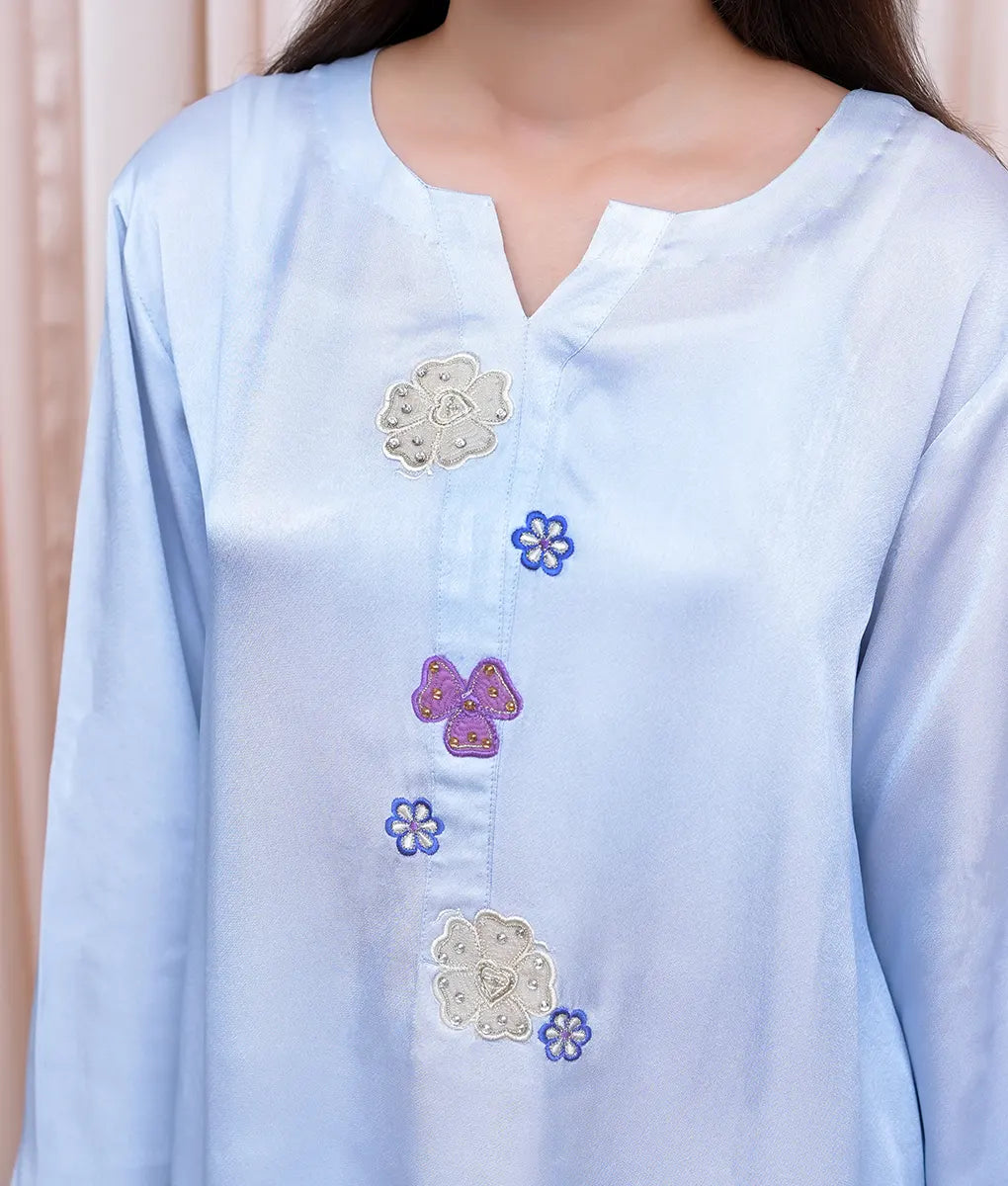 Powder Blue 2-Piece Embroidered Set by Winara