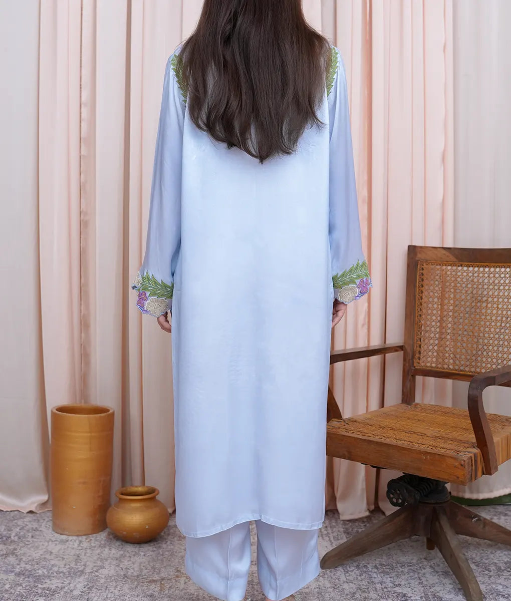 Powder Blue 2-Piece Embroidered Set by Winara