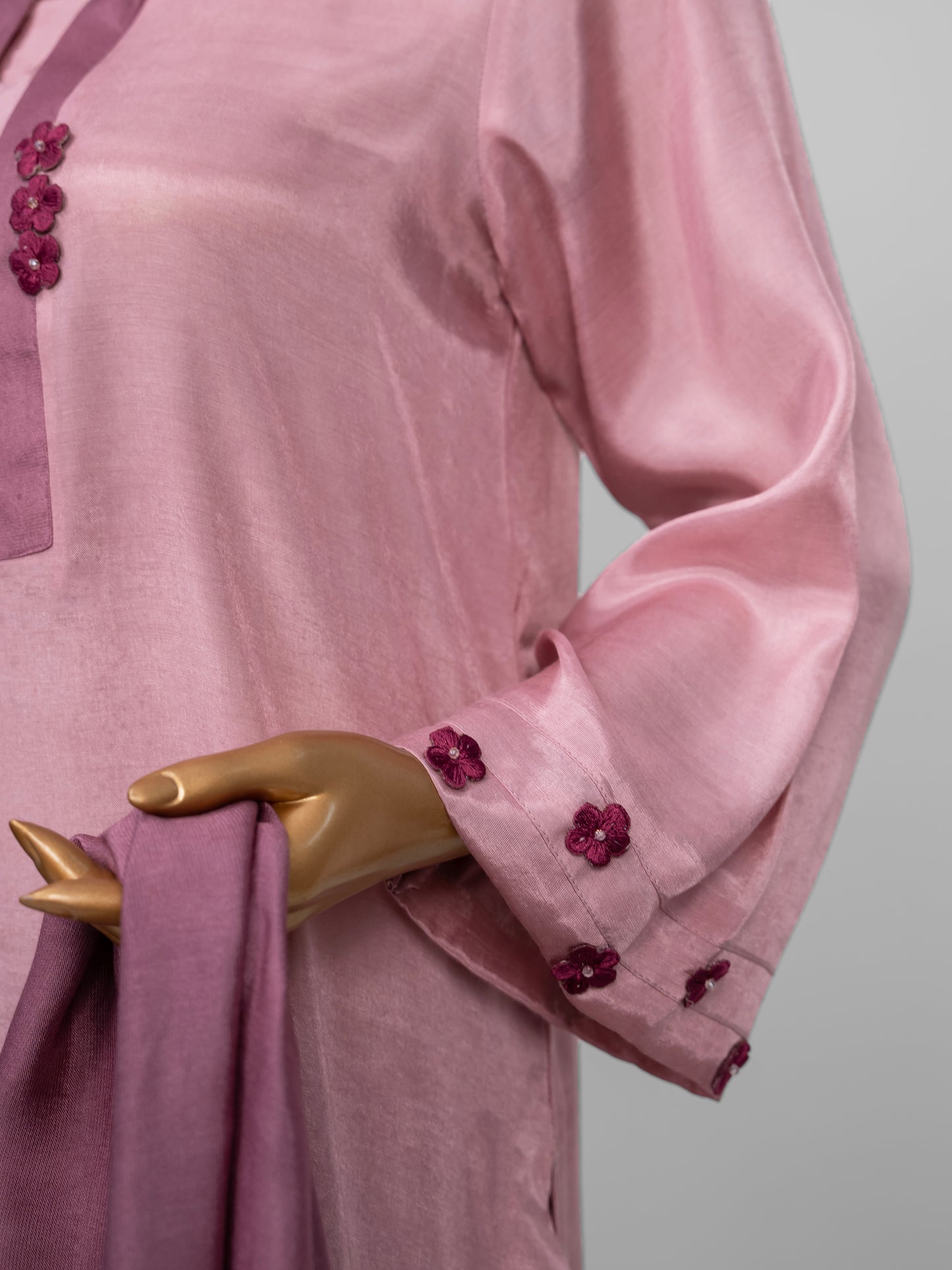 3-Piece Tea Pink Embroidered Suit by Winara
