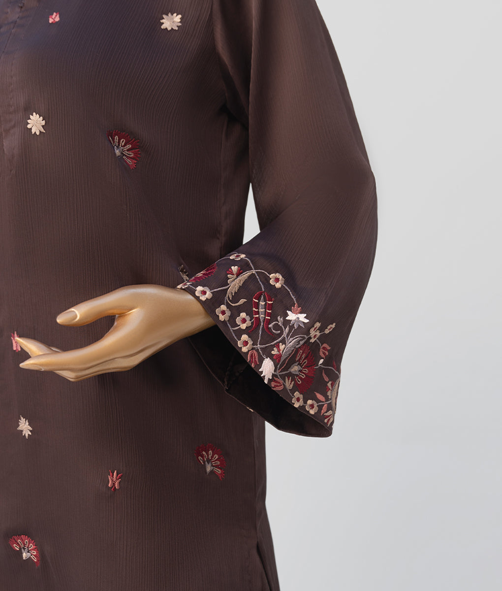 2 Piece Chocolate Brown Embroidered Suit By Winara