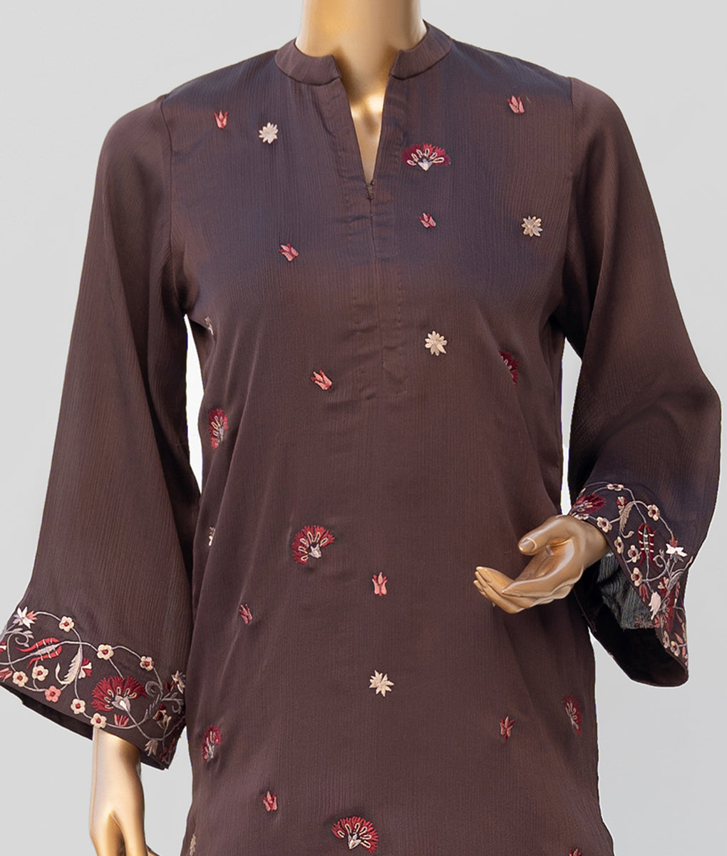2 Piece Chocolate Brown Embroidered Suit By Winara