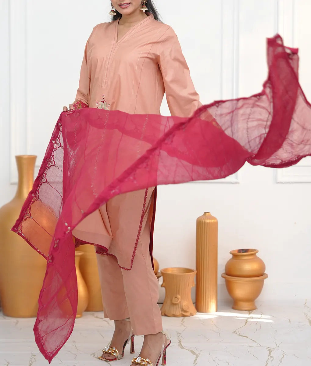Rose Allure Embroidered Peach Suit By Winara