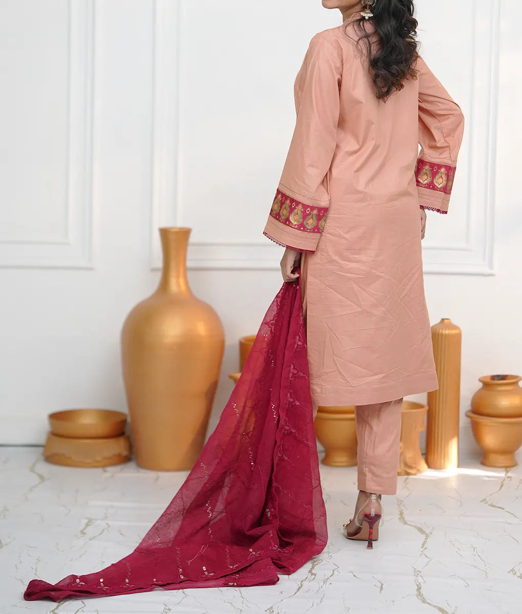 Rose Allure Embroidered Peach Suit By Winara