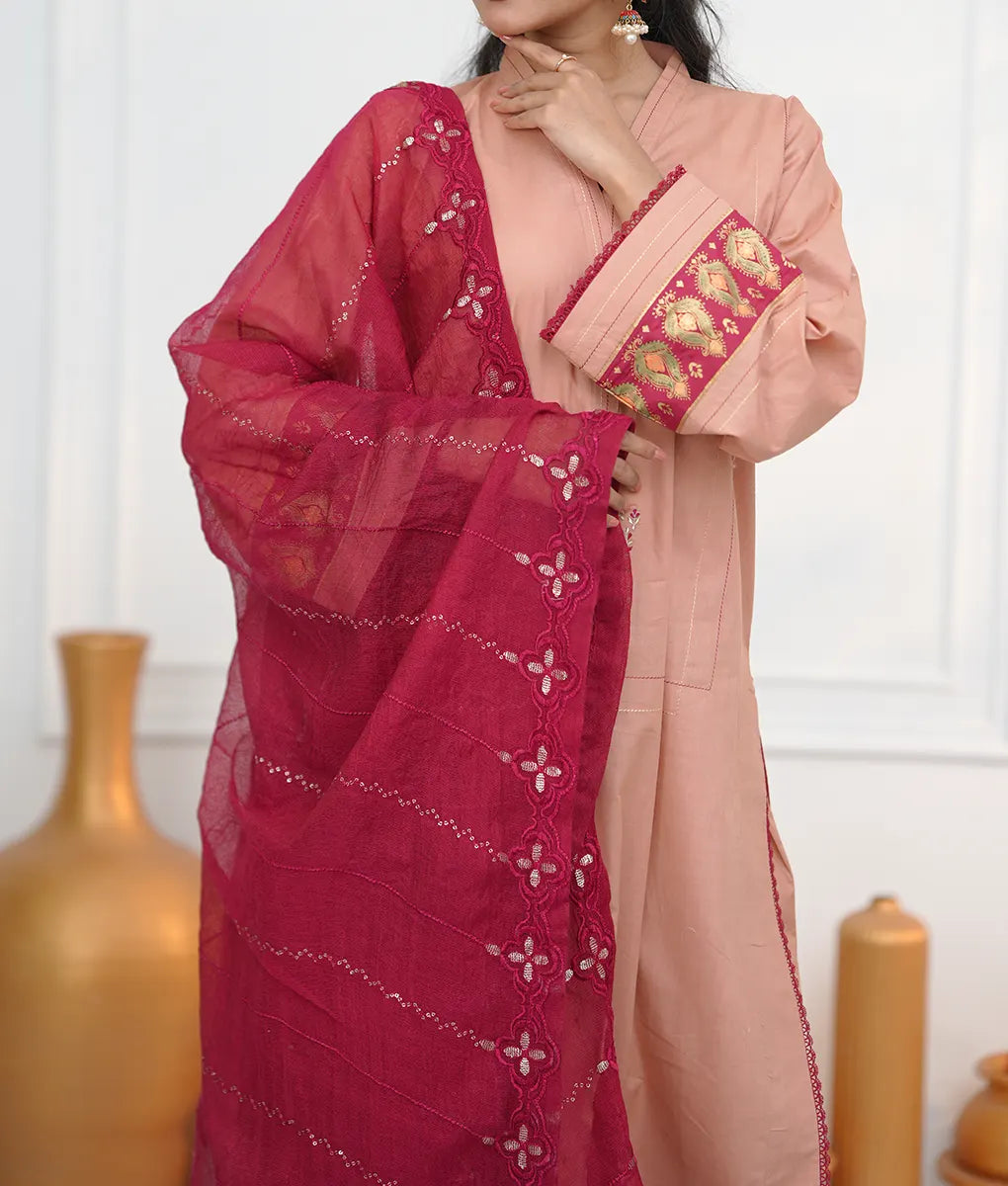 Rose Allure Embroidered Peach Suit By Winara