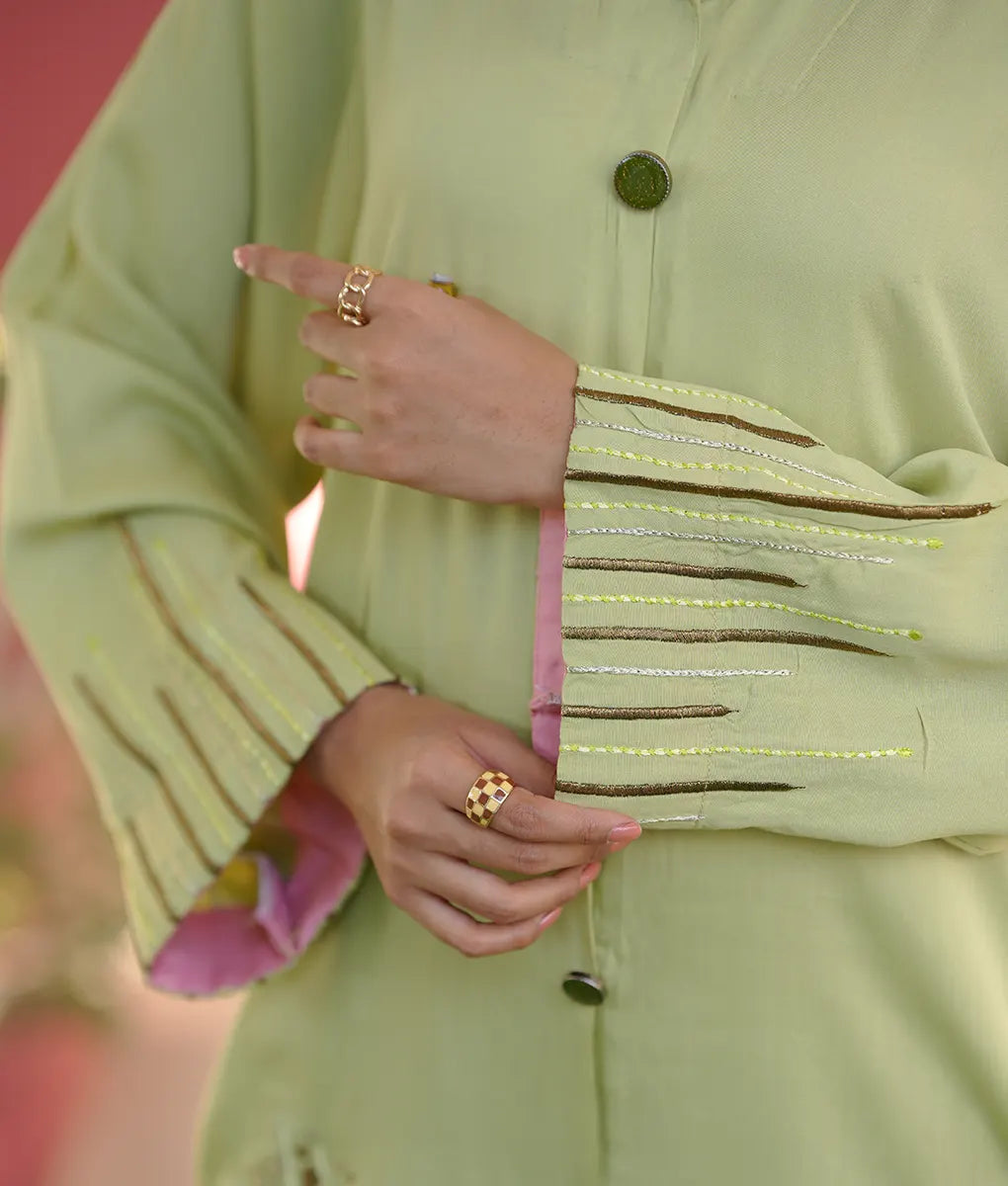 Sage Blossom Embroidered Co-ord By Winara