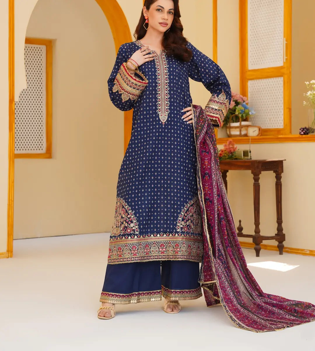 Stitched Embroidered Lawn Suit by Winara