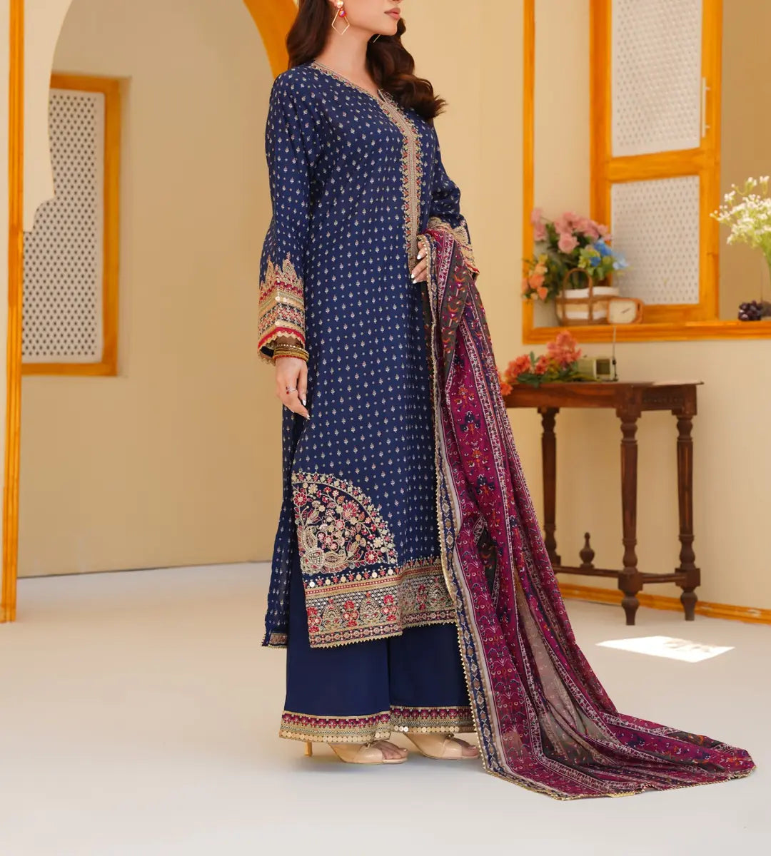 Stitched Embroidered Lawn Suit by Winara
