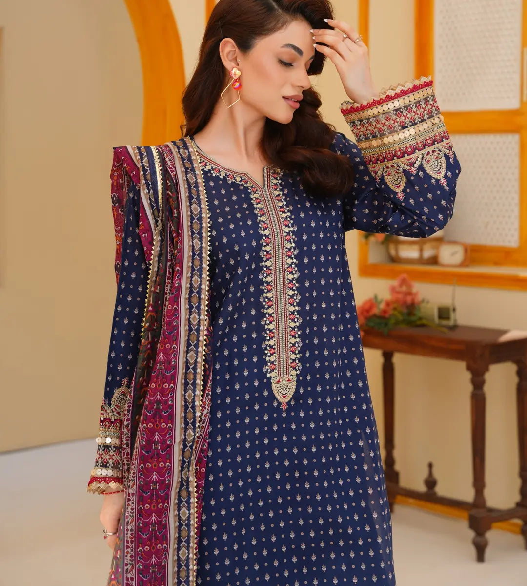 Stitched Embroidered Lawn Suit by Winara