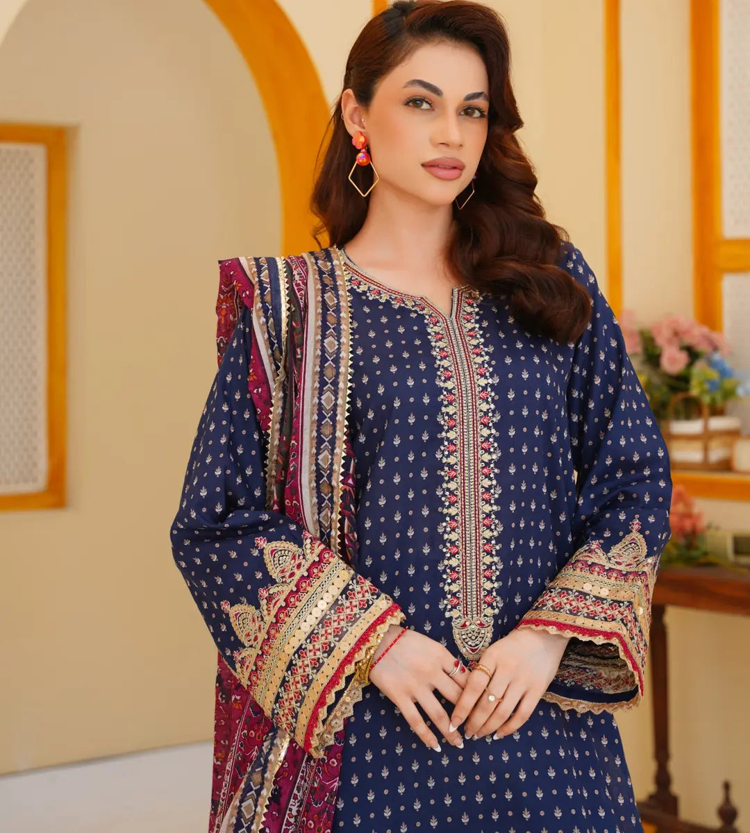 Stitched Embroidered Lawn Suit by Winara