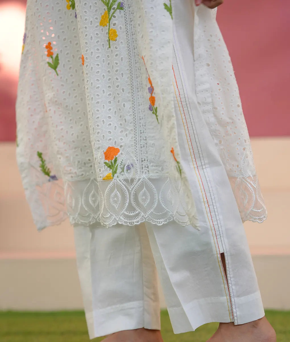 White Floral Embroidered Co-Ord Set By Winara