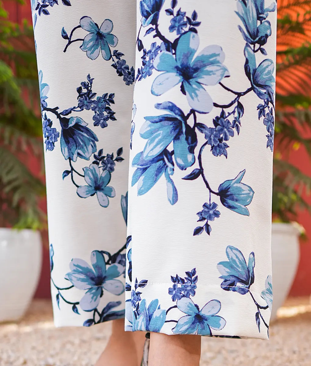 White & Blue Floral Essential Pret by Winara